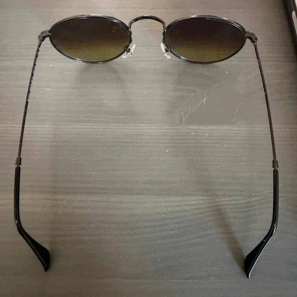 Ray-Ban Round Metal Sunglasses - Black Frame with Blue Mirror Lenses